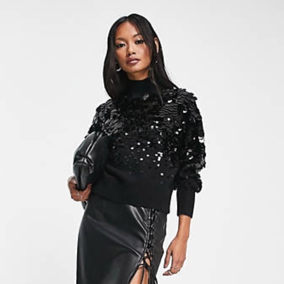 & Other Stories dazzling sequin sweater in black 🤩 - Picture 4 of 8